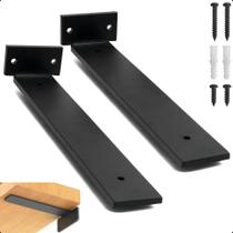 2X 30Cm - Mão Francesa Cantoneira Preta Invisível - Rio Desi