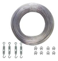 2X 30Mts Cabo Aço Revestido Pvc 4Mm Varal + 4Esticador + 8Cl 2X 30Mts Cabo Aço Revestido Pvc 4Mm Varal + 4Esticador + 8Cl