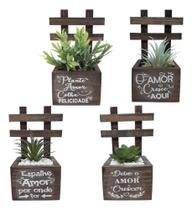 2X 4 Cachepots Com Frases Para Suculentas E Cactos De Parede