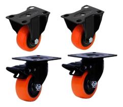 2X 4 Rodinha Rodízio Roda Reforçada Com E Sem Freio Trava 50