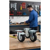 2x 4 Rodízios Borracha 3" 200kg Giratório com Freio 2x 4 Rodízios Borracha 3" 200kg Giratório com Freio