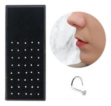 2X 40 Piercing Nostril Em Aço Para Nariz Com Pedra Strass