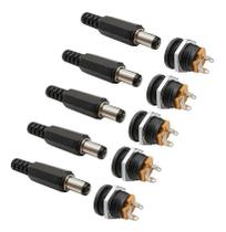 2X 5 Conector Dc Jack Fêmea Pino Painel Rosca E 5 Plug P4 Ma