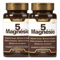 2x 5 Magnésio Malato Hidróxido Taurato Bisglicinato 60 Cápsulas 500mg - Melfort 2x 5 Magnésio Malato Hidróxido Taurato Bisglicinato 60 Cápsulas 500mg - Melfort