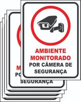 2X 5 Placas Sinalização Monitoramento Por Câmeras De Seguran