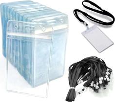 2X 50 Porta Crachá Com Cordão Vertical Porta Cartão 2X 50 Porta Crachá Com Cordão Vertical Porta Cartão