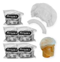 2X 500Un Touca Descartável Tnt Branca Sanfonada Polipropilen