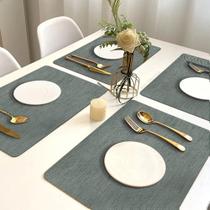 2X 6 Jogo Americano Juta - Impermeável Limpa Facil Pvc Cinza 2X 6 Jogo Americano Juta - Impermeável Limpa Facil Pvc Cinza