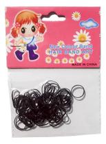 2X 70 Mini Xuxa Elástico Liga Silicone Preto Liso Penteado