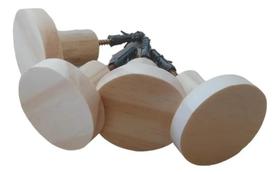 2X 8 Ganchos De Parede Pendurador Madeira Redondo Cor Natura