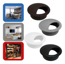 2X Acabamento Passa Fio Mesa Computador 46Mm Kit 4 Peças 2X Acabamento Passa Fio Mesa Computador 46Mm Kit 4 Peças