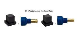 2x Acabamento Registro Quadrado 3/4 Preto + Adap. Fabrimar