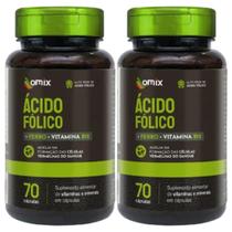 2x Ácido Fólico + Ferro Vitamina b12 Metilcobalamina 70 Cápsulas - Omix