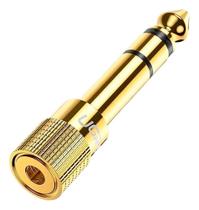 2X Adaptador Mini Jack 6.5Mm Macho Para 3.5Mm Fêmea Gold
