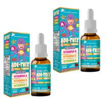 2x ADE-TRIX KIDS (Vitamina A, D e E) Sabor Morango 30ml Flora Nativa