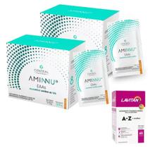 2x Aminnu 10G 30 Sachês - Central Nutrition + Multivitamínico A-Z Mulher - 90 Cáps - Lavitan