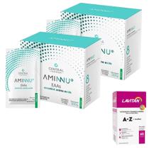 2x Aminnu 10G 30 Sachês - Central Nutrition + Multivitamínico A-Z Mulher - 90 Cáps - Lavitan