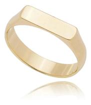2X Anel De Ouro 18K Chapinha Retangular Liso Delicado Exclus