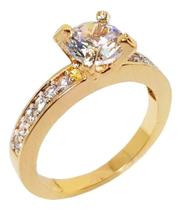 2X Anel Debutante Princesa Zirconia Noivado Banhado Ouro 18K