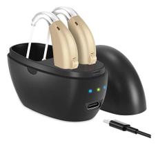 2x Aparelho Auditivo Bte Recarregável Com Estojo