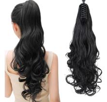 2X Aplique Alongamento Piranha Penteado Fácil Preto Moreno