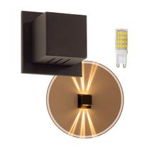 2x Arandela Box Cubo Pequena 6 Fachos MARROM + Led G9 5w 3000k St1317