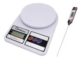 2X Balança Digital De Cozinha + Termômetro Culinário Tp101