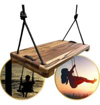 2X Balanço Infantil Suspenso Madeira Com Corda Quintal Jardi