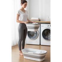 2x Balde Dobrável 16L C/ Rodas Plástico Reforçado Branco 2x Balde Dobrável 16L C/ Rodas Plástico Reforçado Branco