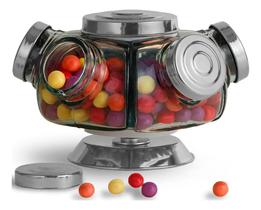 2X Baleiro Giratório Pequeno De Vidro 1250Ml E 5 Compartimen