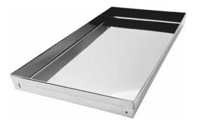 2X Bandeja Canto Liso 25X15X2Cm Aço Inox Branco