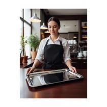 2x Bandeja Inox 49x33cm Retangular Luxo Servir