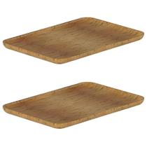 2x Bandeja Retangular 1,9cm x 24cm x 35cm Ou Bambu 2x Bandeja Retangular 1,9cm x 24cm x 35cm Ou Bambu