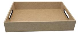 2X Bandeja Retangular Rustica Artesanal Em Mdf Grande 40X27X