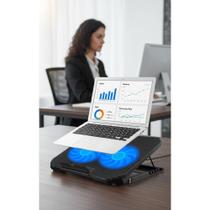2x Base Notebook 2 Coolers Potentes 17" LED Azul Silenciosa 2x Base Notebook 2 Coolers Potentes 17" LED Azul Silenciosa