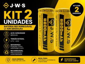 2x Bateria Recarregável JWS 26650 3.7V 8800mAh Alta Duração Para Lanterna Tática