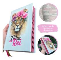 2X Bíblia Sagrada Leão Feminina Capa Dura Com Harpa E Índice