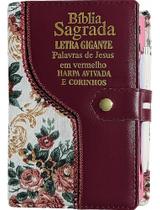 2X Bíblia Sagrada Letra Gigante Com Harpa Feminina Índice Zí