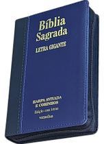 2X Bíblia Sagrada Letra Gigante Zíper Preta Com Harpa Índice