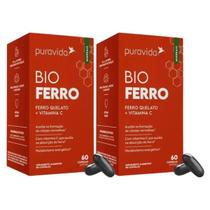 2x Bio Ferro Quelato Vitamina C 60 Cápsulas Pura Vida