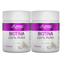 2x Biotina 100% Pura Body Action 60 Cápsulas -