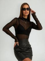 2X Blusa Tule Transparente Feminina Segunda Pele Tendencia 2X Blusa Tule Transparente Feminina Segunda Pele Tendencia