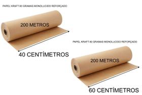 2x bobinas 40cm + 60cm papel kraft monolucido 80 gr embalagem presente papelaria loja