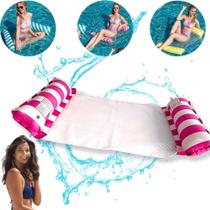 2x Boias Piscina Cama Flutuante Rede Reclinável Inflável Grande Rede Adulto Praia Verão Férias