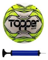 2X Bola Futebol Campo Topper Slick + Bomba De Ar - Amarela C