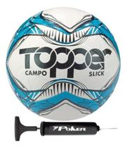 2X Bola Futebol Campo Topper Slick Fusionada + Bomba De Ar