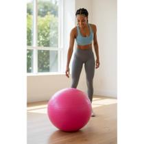 2x Bola Pilates 55cm Rosa c/ Bomba: Força, Equilíbrio e Segu