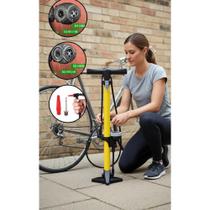 2x Bomba Ar Manual Pneus Carro Moto Bike - Amarela/Preta