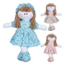 2X Boneca De Pano 30Cm Vestido E Chapéu Com Estampas Florais