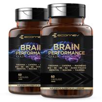 2x Brain Magnesio Tirosina Cafeina Taurina Inositol 500Mg 120Cáps Formula Pura Concentrada Ecomev